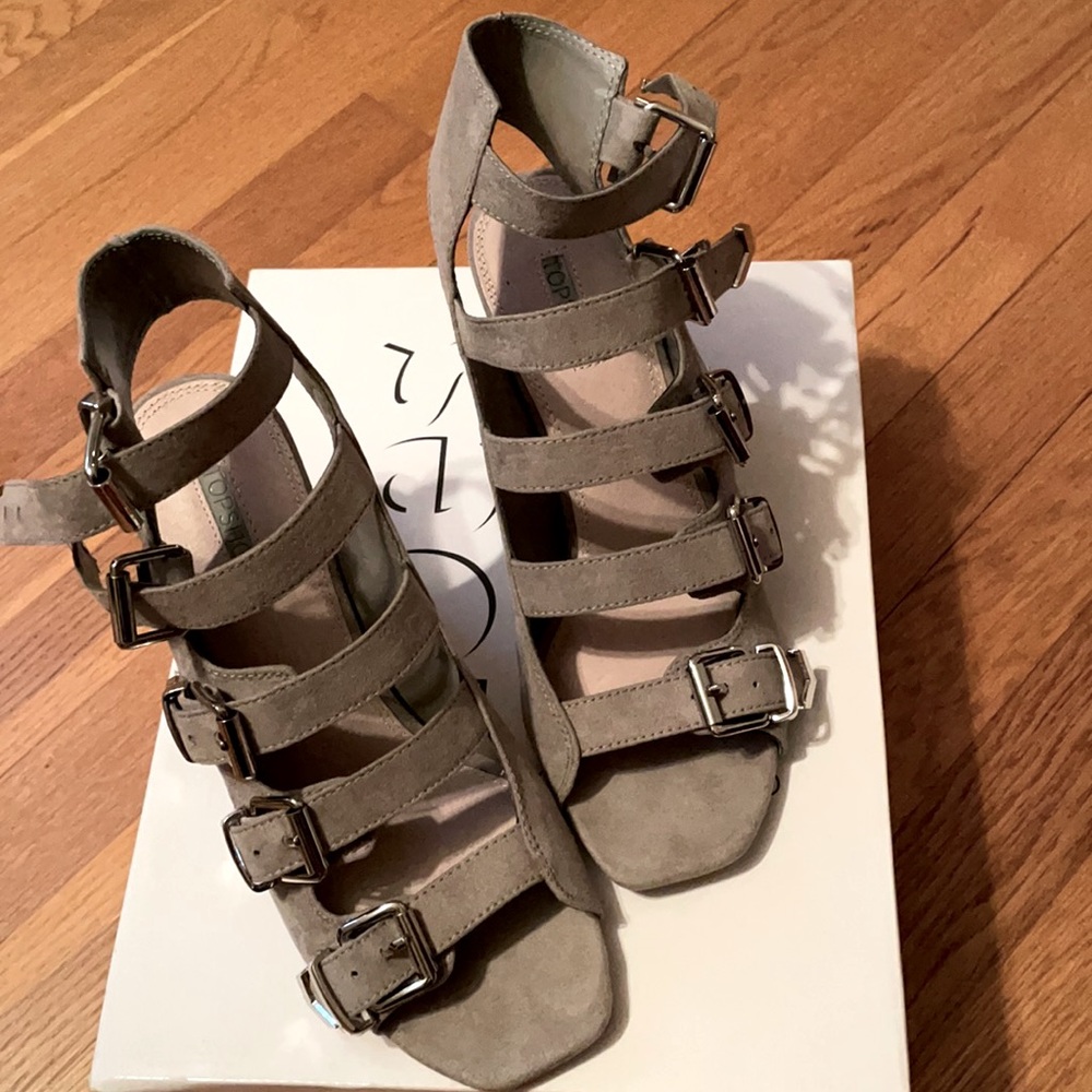 Topshop shoes, Naomi sz 8.5M grey multi buckle